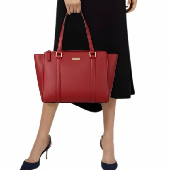 Kate Spade Burgundy Saffiano Leather Shoulder Bag triple compartment + gold tone - Picture 16 of 16